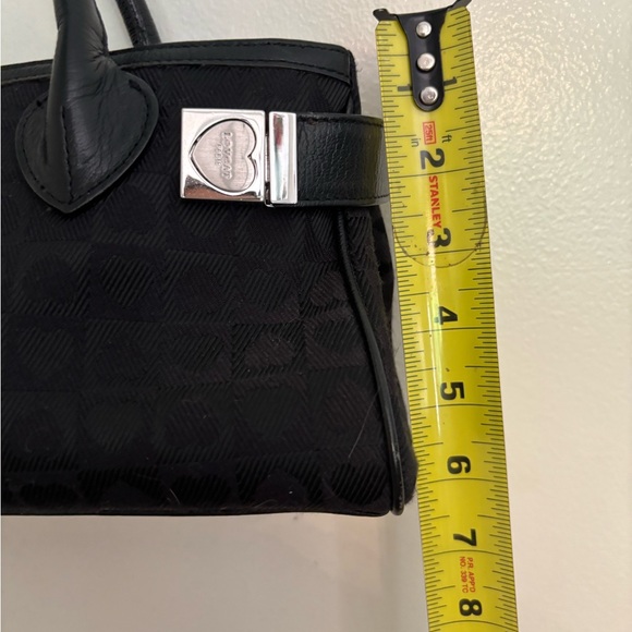 Lovecat Black Purse Handbag Pocketbook Hearts Silver Hardware - Picture 8 of 9